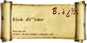 Bink Áldor névjegykártya